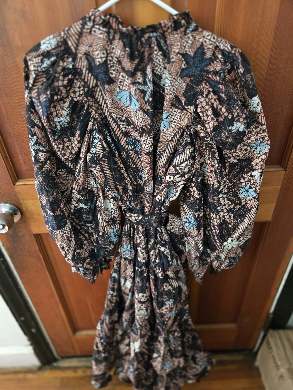 Ulla Johnson Black Printed Maxi Dress with Brown & Light Blue Accents - Picture 7 of 7
